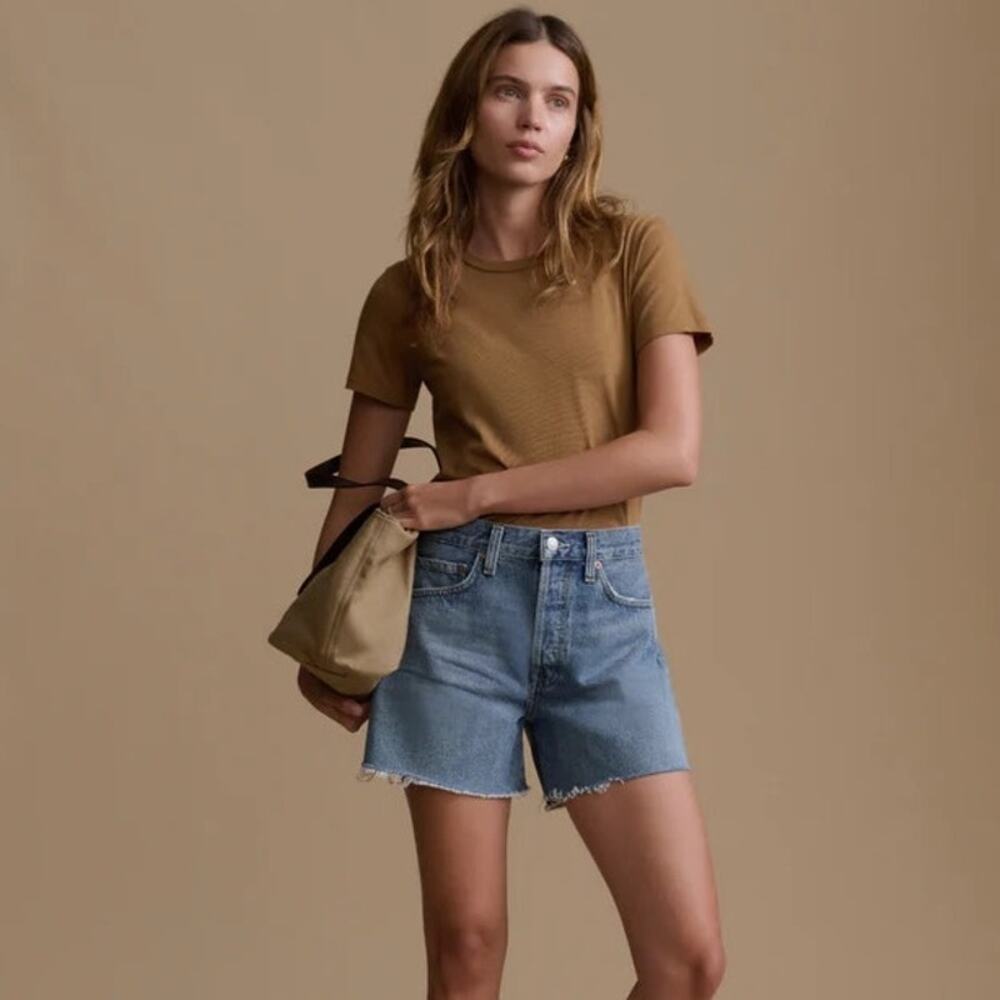 AGOLDE Parker Long Denim Shorts - Skyview Blue - Size 28